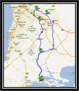 Route taken for a great bike ride.