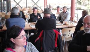 Riders finished with there meal started telling their normal yarns.